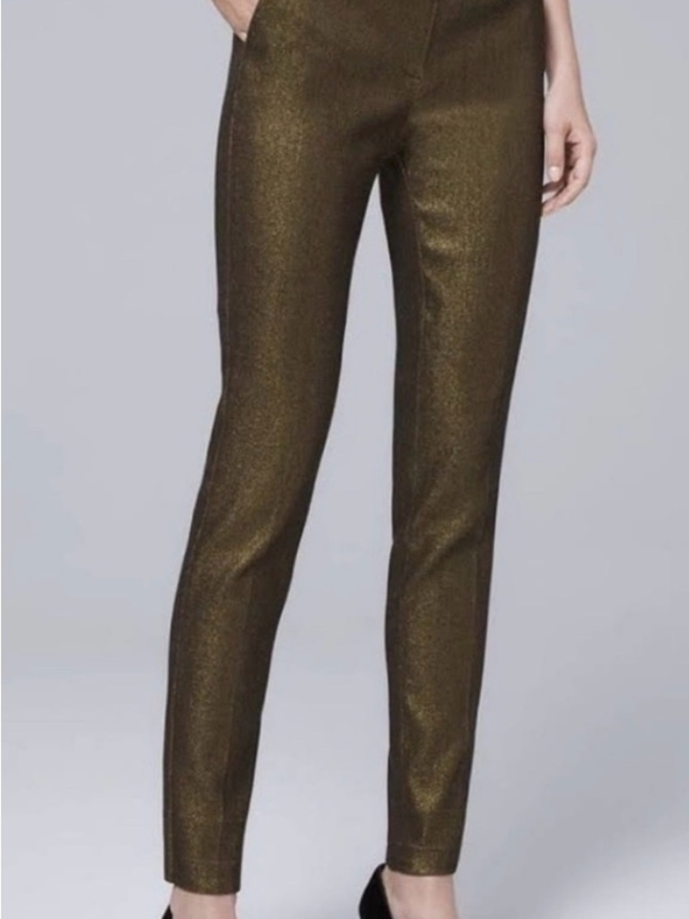 NWOT White House Black Market Gold Metallic The Slim Ankle Size 0 - Picture 5 of 8